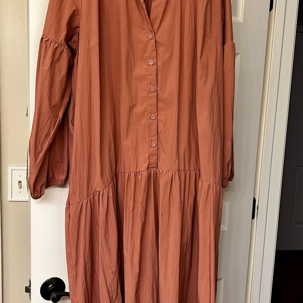 Elegant Mauve Button-Down Dress